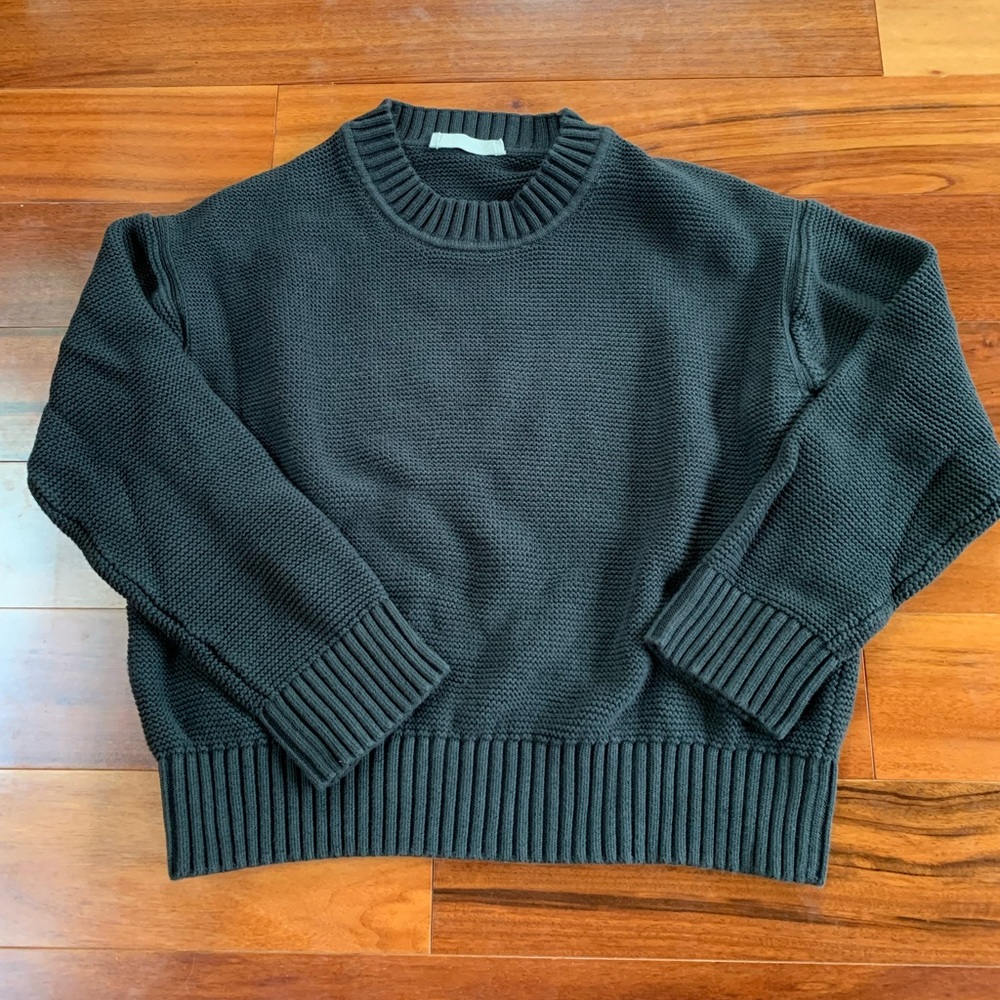 Everlane Cotton Crewneck Sweater in Washed Black